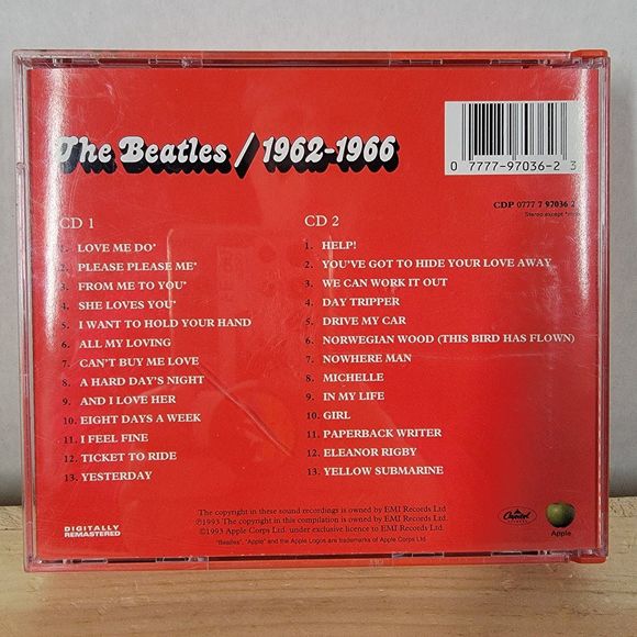 CD The Beatles Red Album Hits / 1962-1966 (2 CDs) - hard case 1993 - Picture 3 of 5